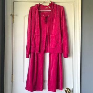 Bright pink velour outfit